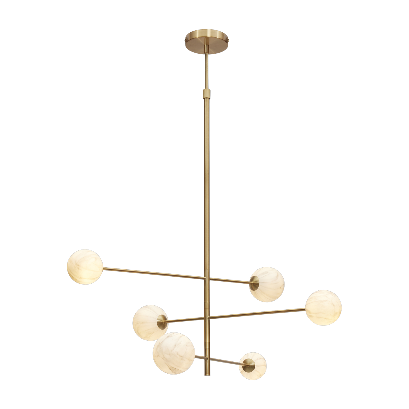 Hängeleuchte Carrara 3-Arm/6-Globus Weisser Marmordruck/Gold - it's about RoMi
