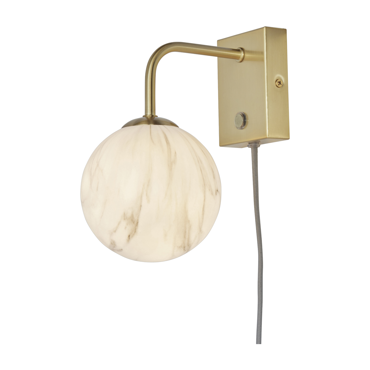 Wall Lamp Glass/Iron Carrara Globe 12X18Xh.21Cm White Marble Print/Gold - it's about RoMi