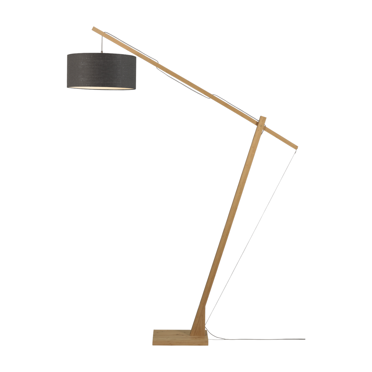 Lámpara de pie de bambú natural con pantalla de lino gris oscuro 207cm Montblanc - Good & Mojo