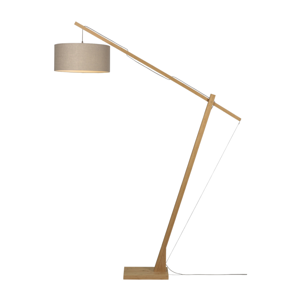 Lámpara de pie de bambú natural pantalla de lino oscuro 207cm Montblanc - Good & Mojo