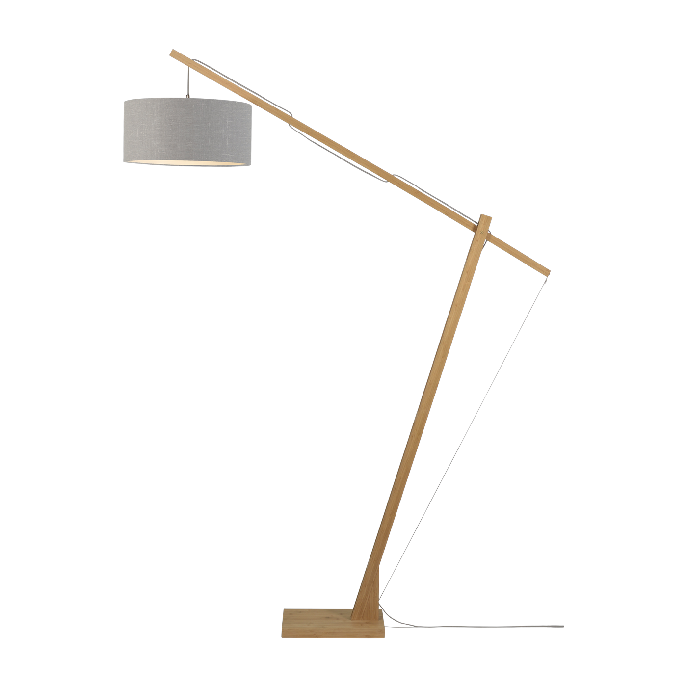 Lámpara de pie de bambú natural con pantalla de lino gris clair 207cm Montblanc - Good & Mojo