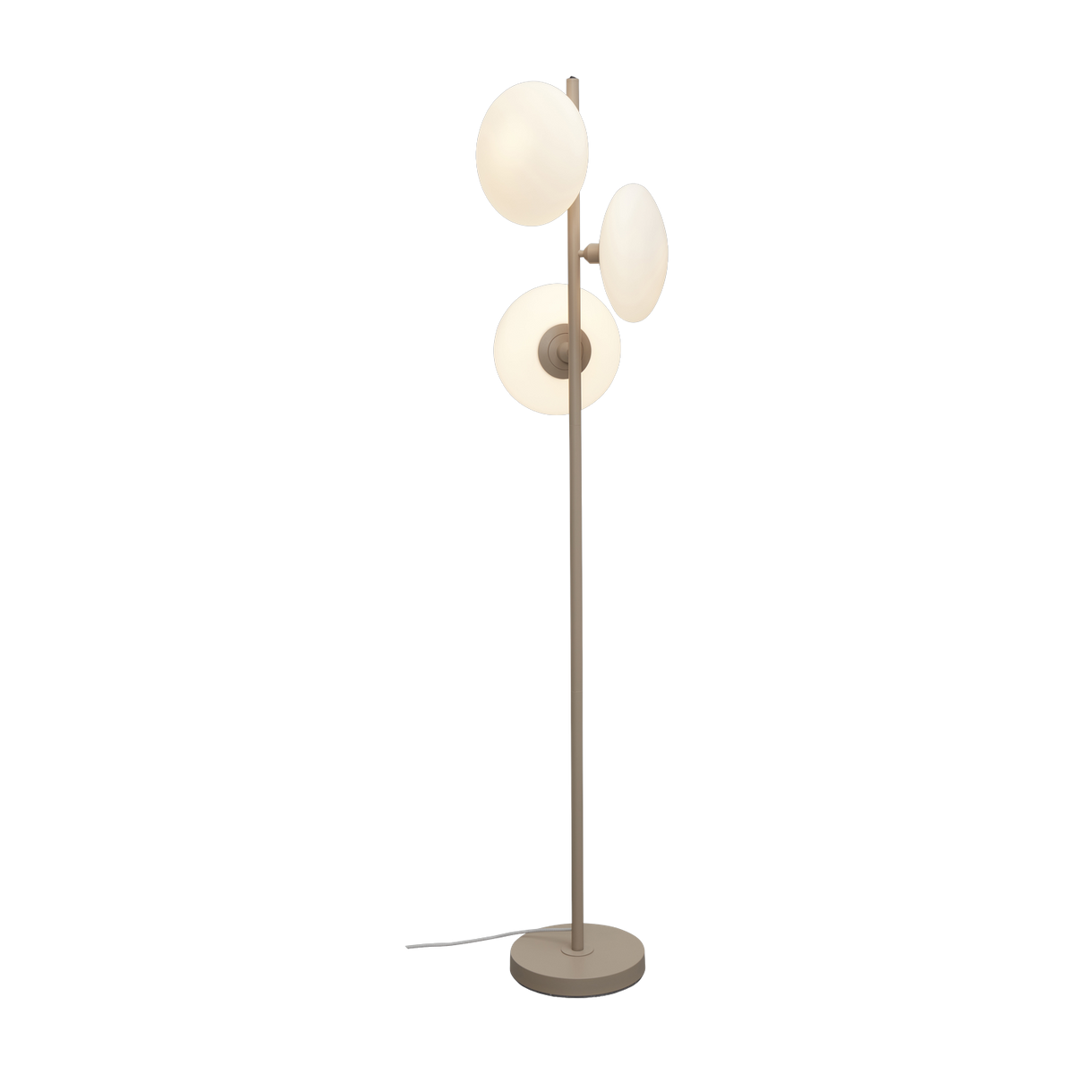 Lampadaire 3 disques en verre blanc et sable 161cm Sapporo - It's about Romi
