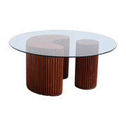 Mesa de centro de madera y tablero de vidrio 90 cm - THEM