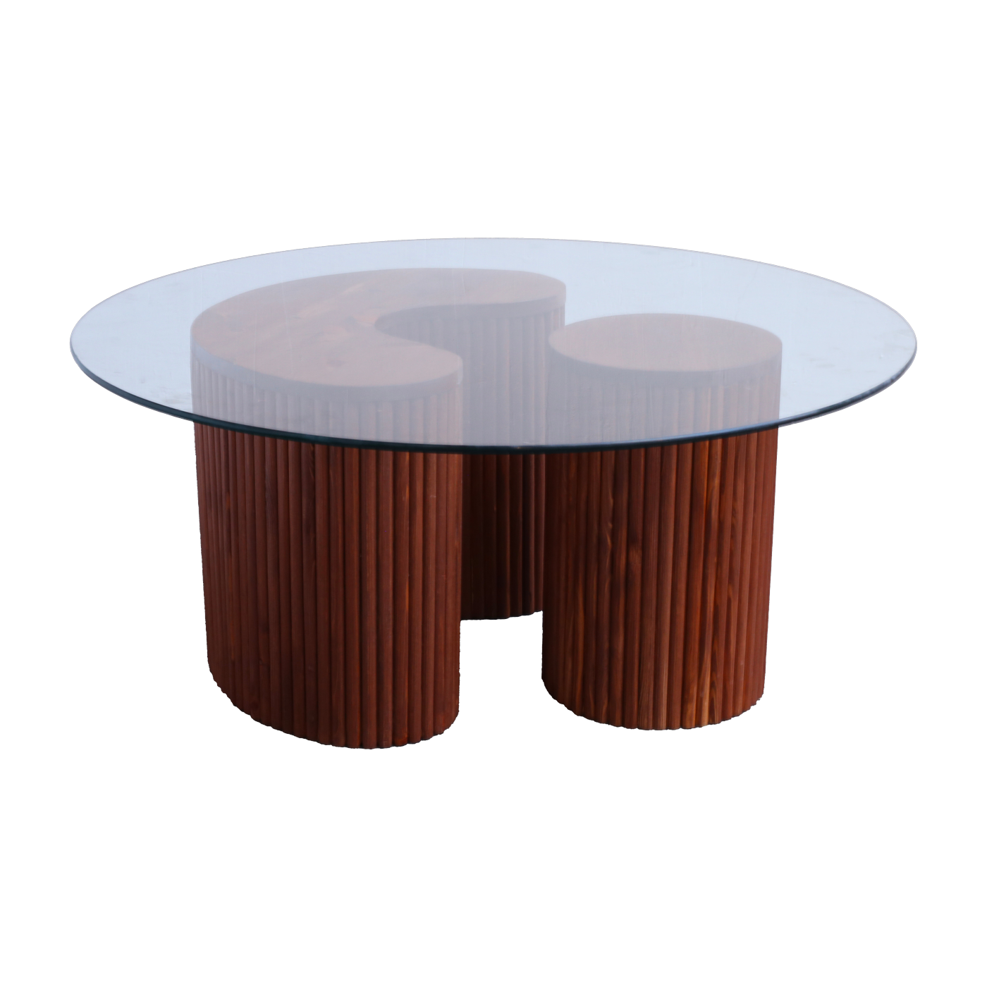 Table en bois de sapin et plateau en verre 90 cm - THEM