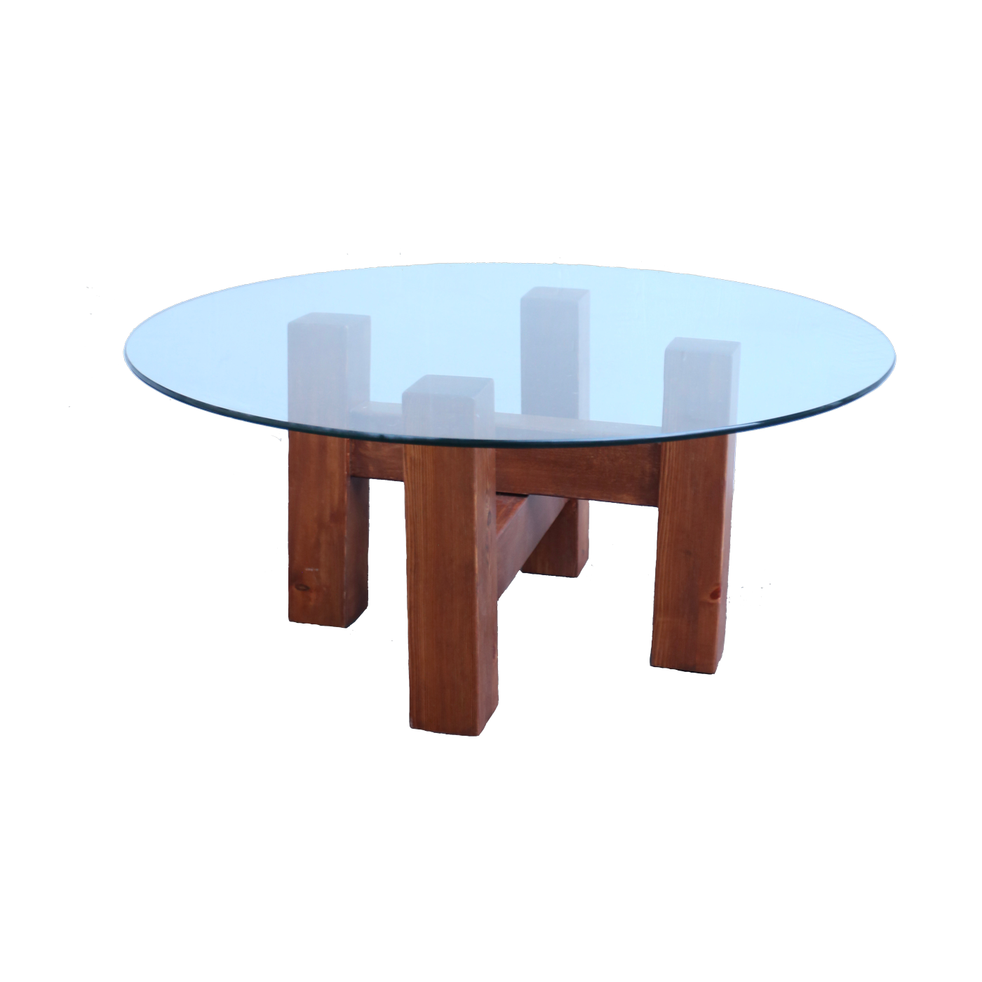 Table basse en bois et plateau en verre 80 cm - THEM