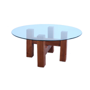 Table basse en bois et plateau en verre 80 cm - THEM