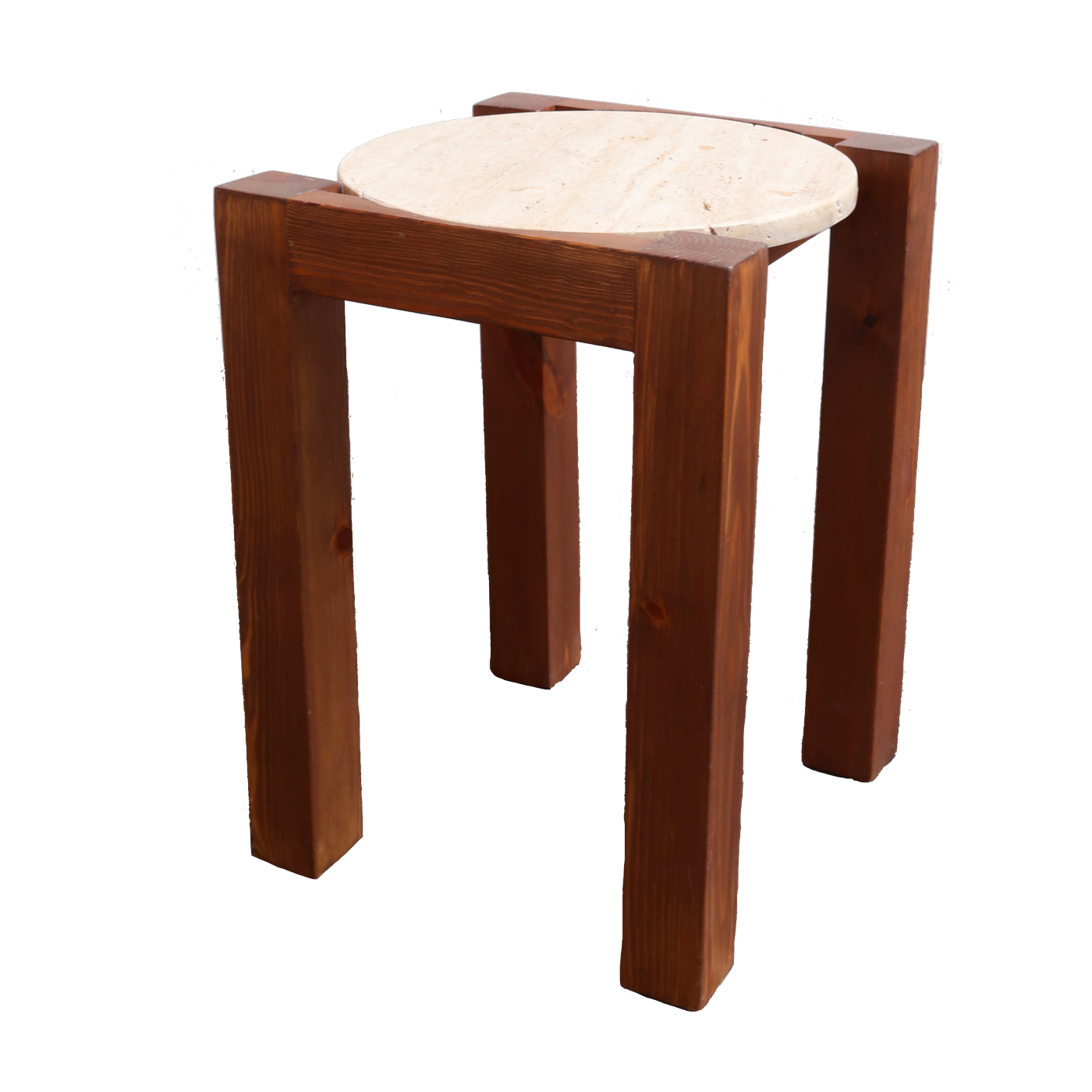 Table d'appoint en travertin et bois 50 cm - THEM
