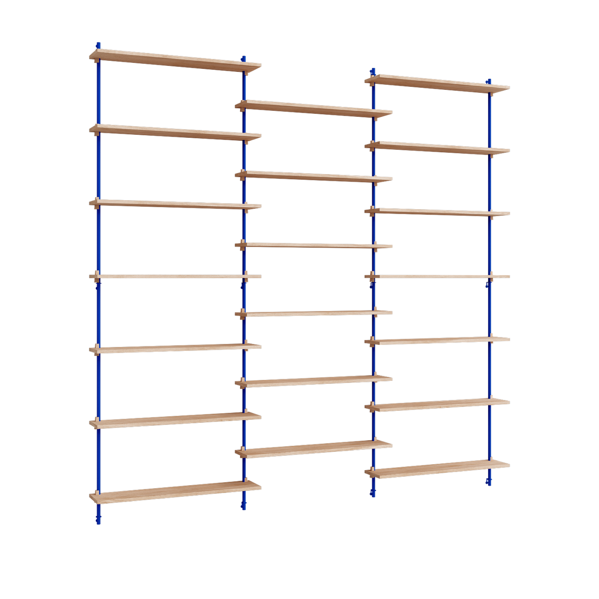 Wandregale aus Eiche und blauem Stahl Wall Shelving -. Moebe