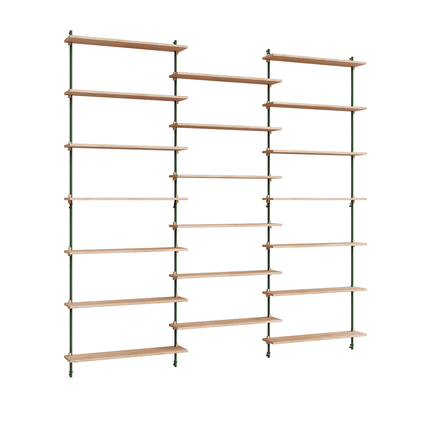 Mensole a muro in acciaio verde rovere e pino Wall Shelving - Moebe