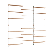 Wandregale aus Eiche und Stahl in Piniengrün Wall Shelving -. Moebe
