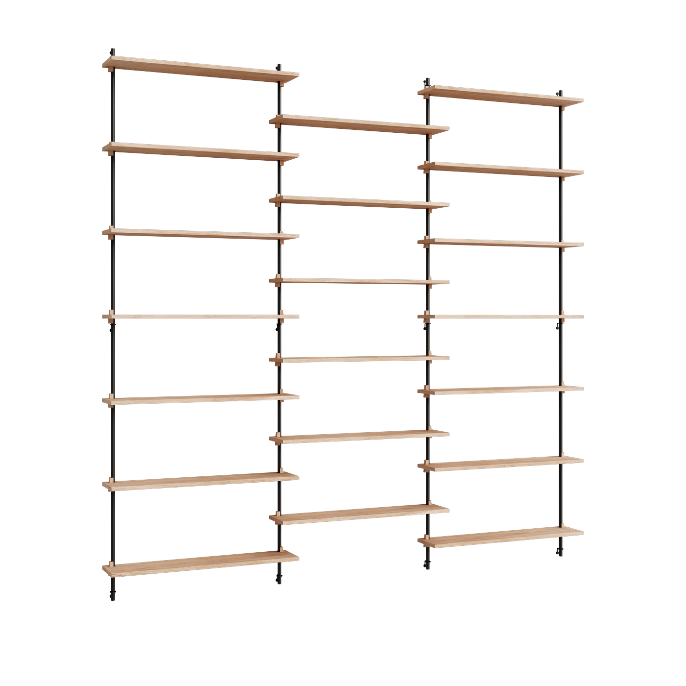 Wandregale aus Eiche und Schwarzstahl Wall Shelving -. Moebe