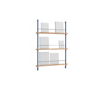 Portariviste in quercia e acciaio blu Magazine Shelving - Moebe