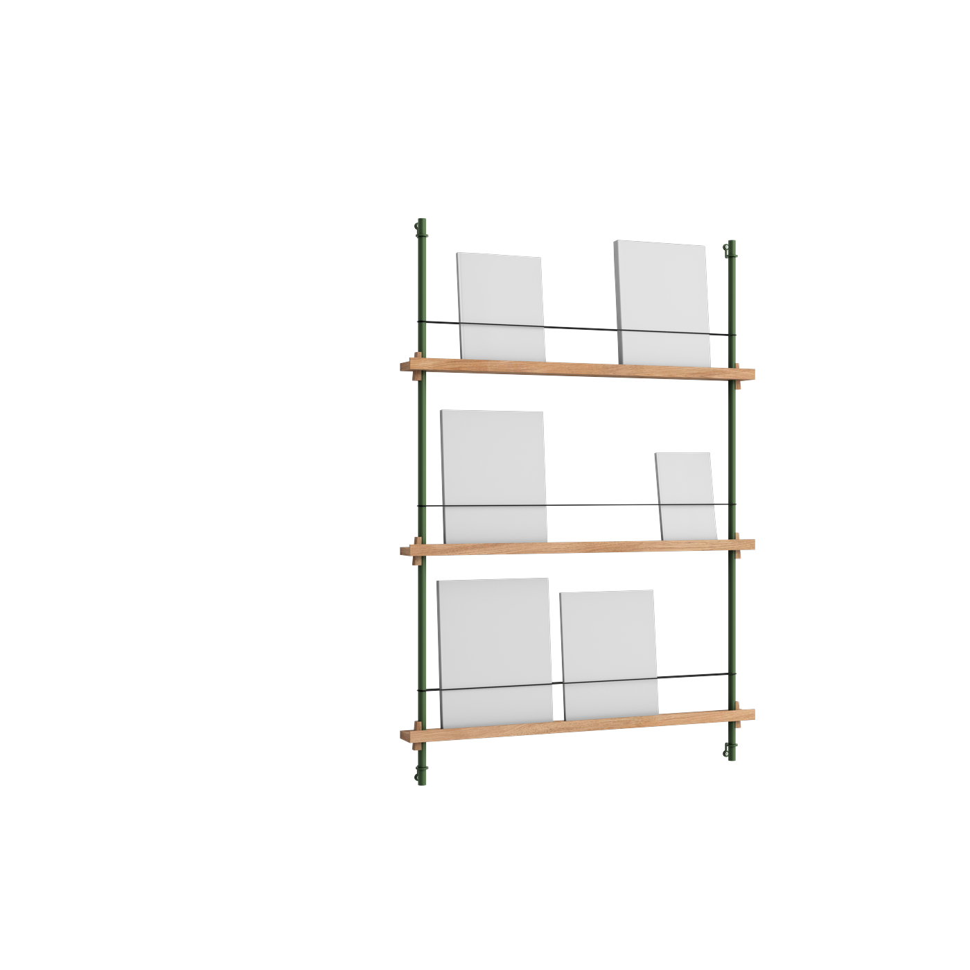Etagère à magazines en chêne et acier vert pin Magazine Shelving - Moebe