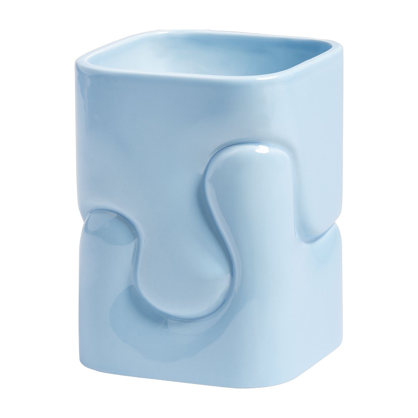 Vase aus hellblauem Dolomit 12 x 16 cm Puffy - &Klevering