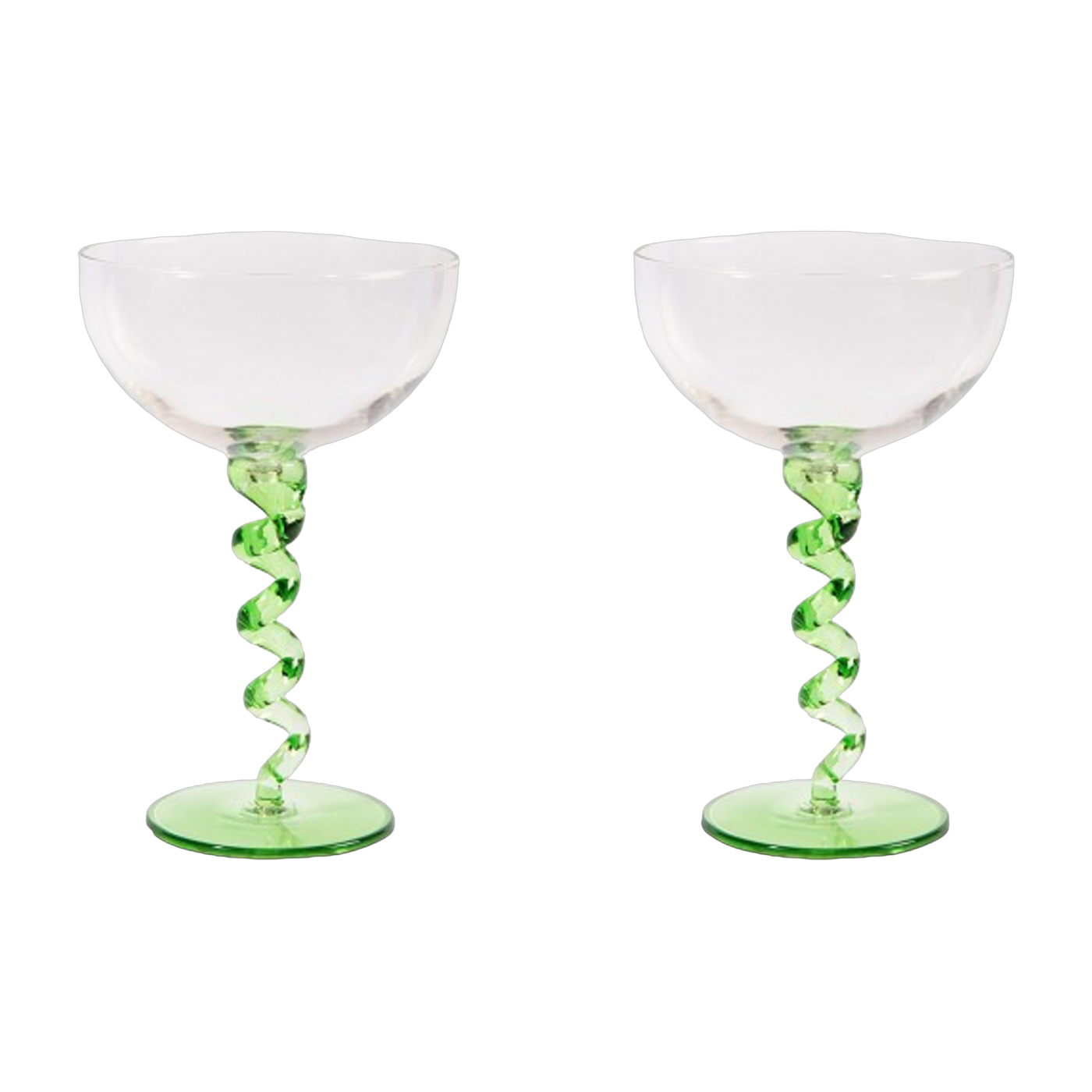 Set of two green spiral glass bowls - &Klevering