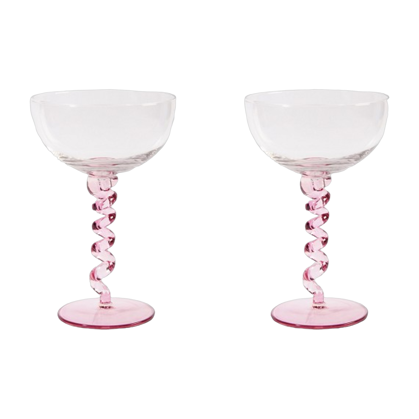 Set of two pink spiral glass bowls - &Klevering
