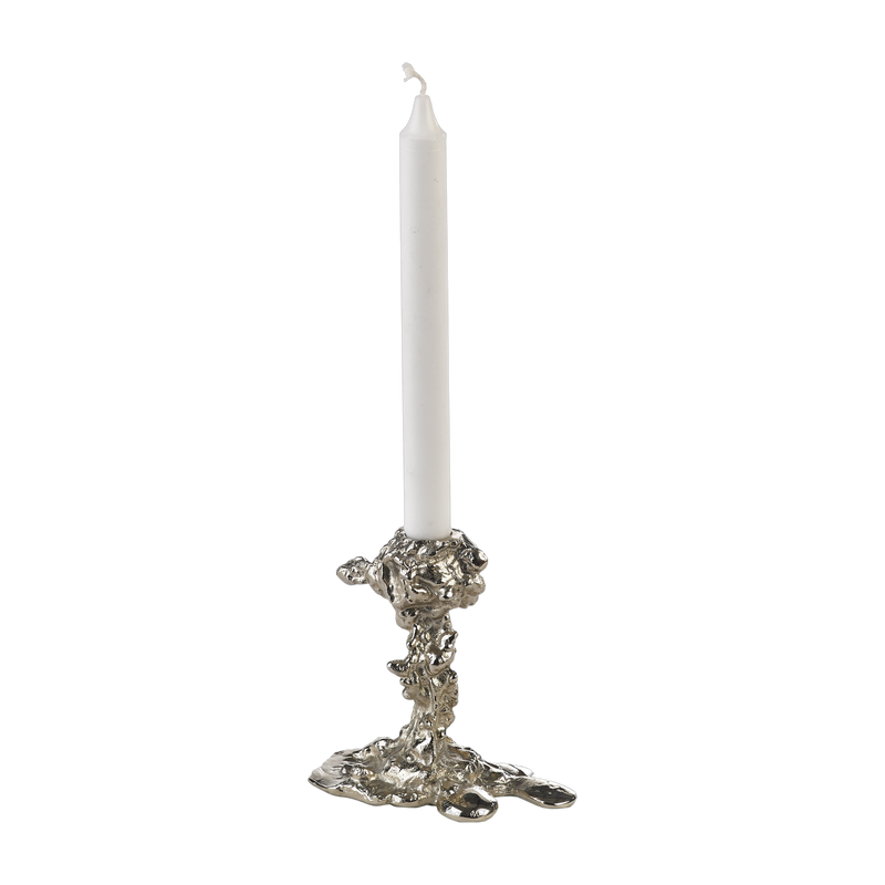 Bougeoir argenté 14 cm Drip - Pols Potten