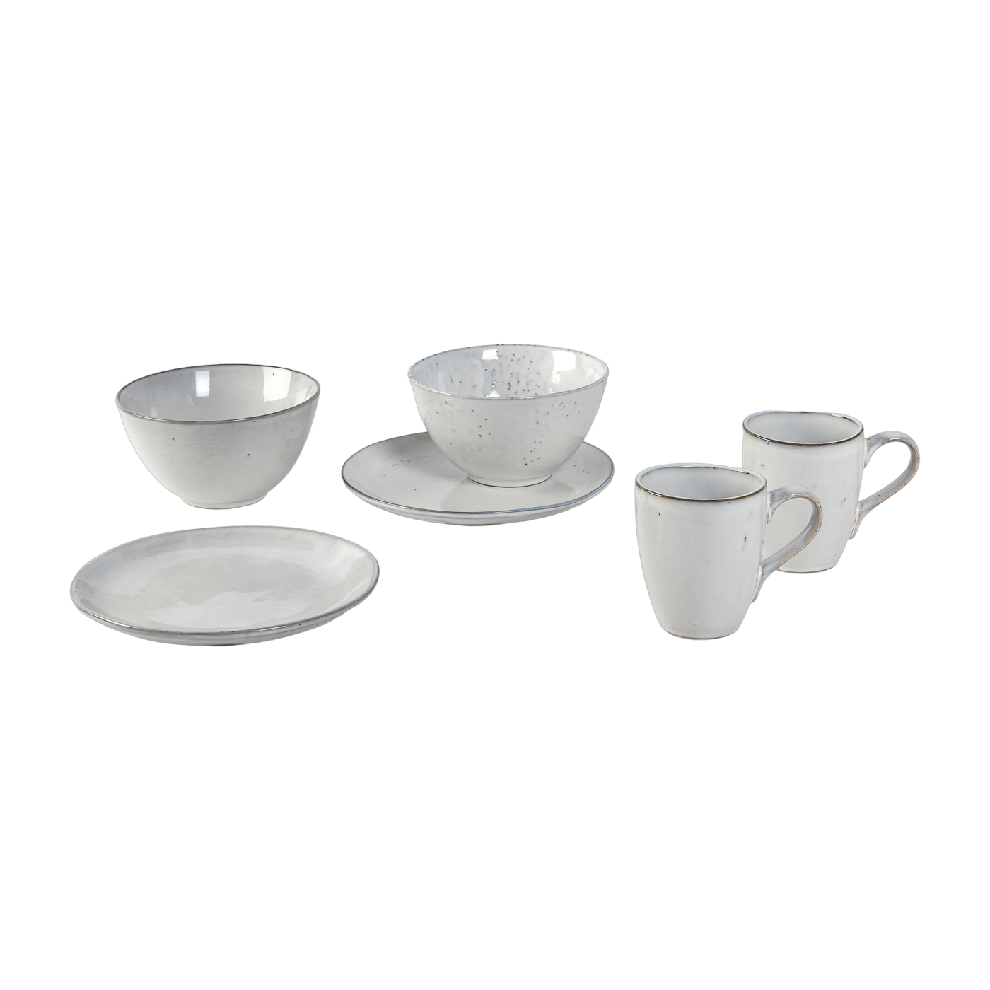 Frühstücksgeschirr-Set für zwei aus glasiertem Steinzeug sand Nordic Sand -. Broste Copenhagen