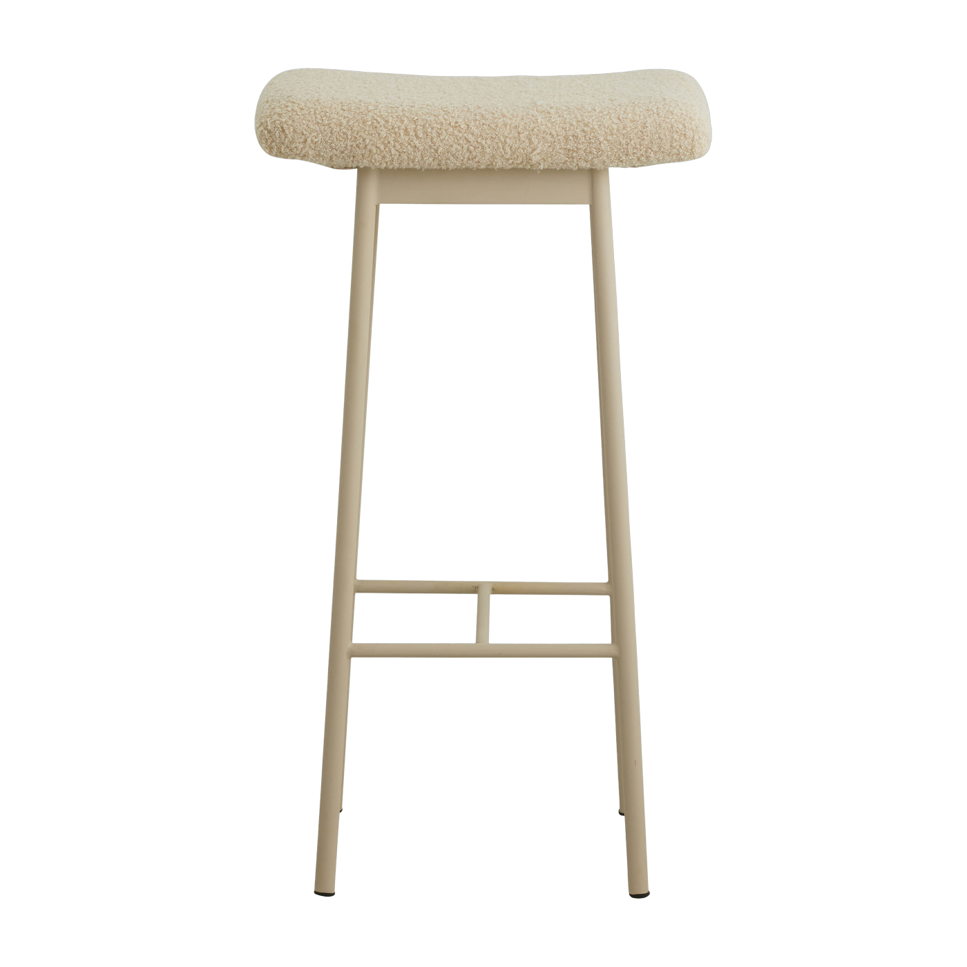 Sgabello da bar Zala con gambe in ferro e imbottitura in peluche beige - Nordal