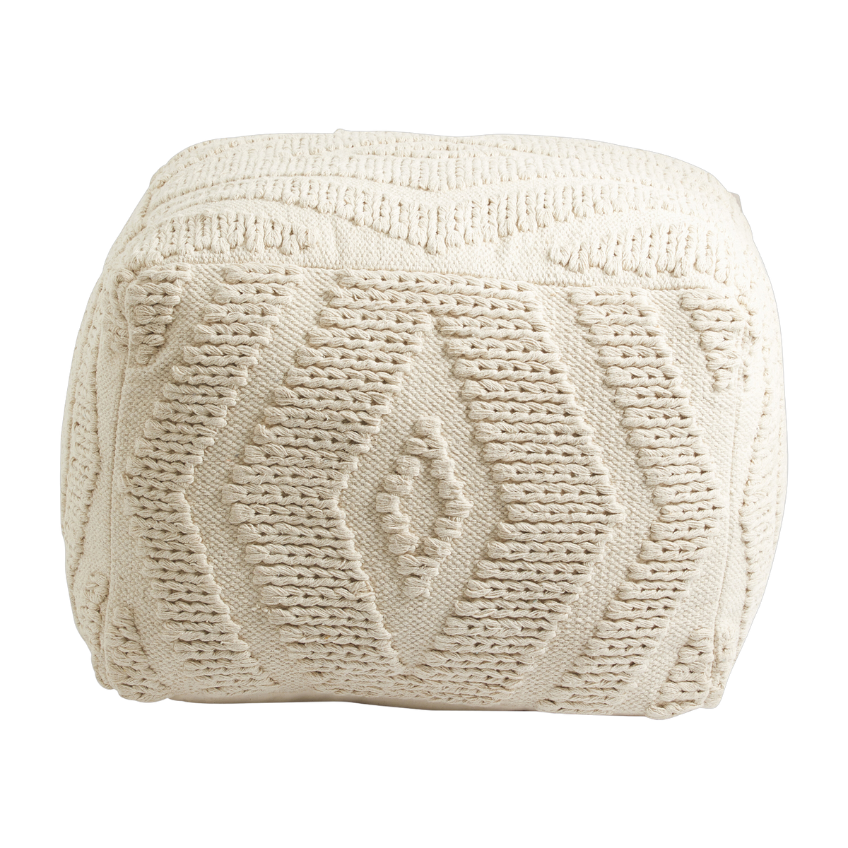 Pouf en coton à motifs blanc cassé Wular - Nordal