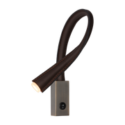Dunkelbraune und bronzefarbene Leseleuchte aus Leder mit Schalter 60 cm Flexiled -. Contardi