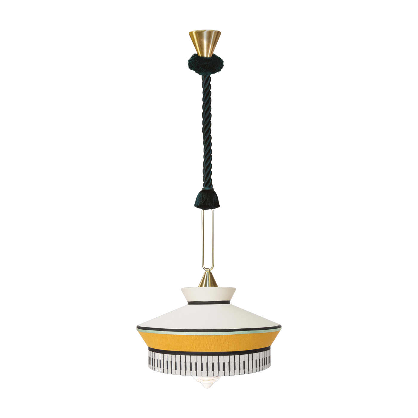 Lámpara colgante de tela amarilla 39 cm Martinica Calypso - Contardi