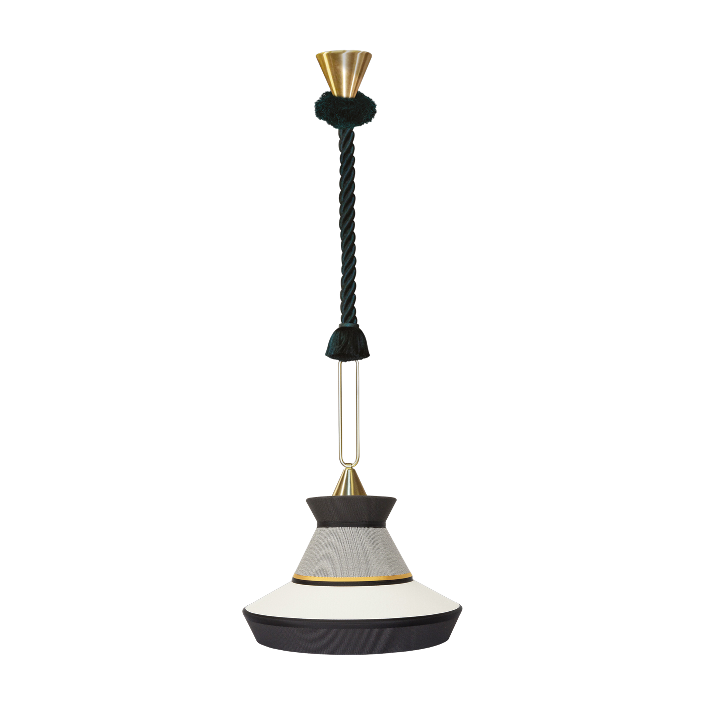 Lámpara colgante de tela sal y pimienta Guadalupe 36 cm Calypso - Contardi