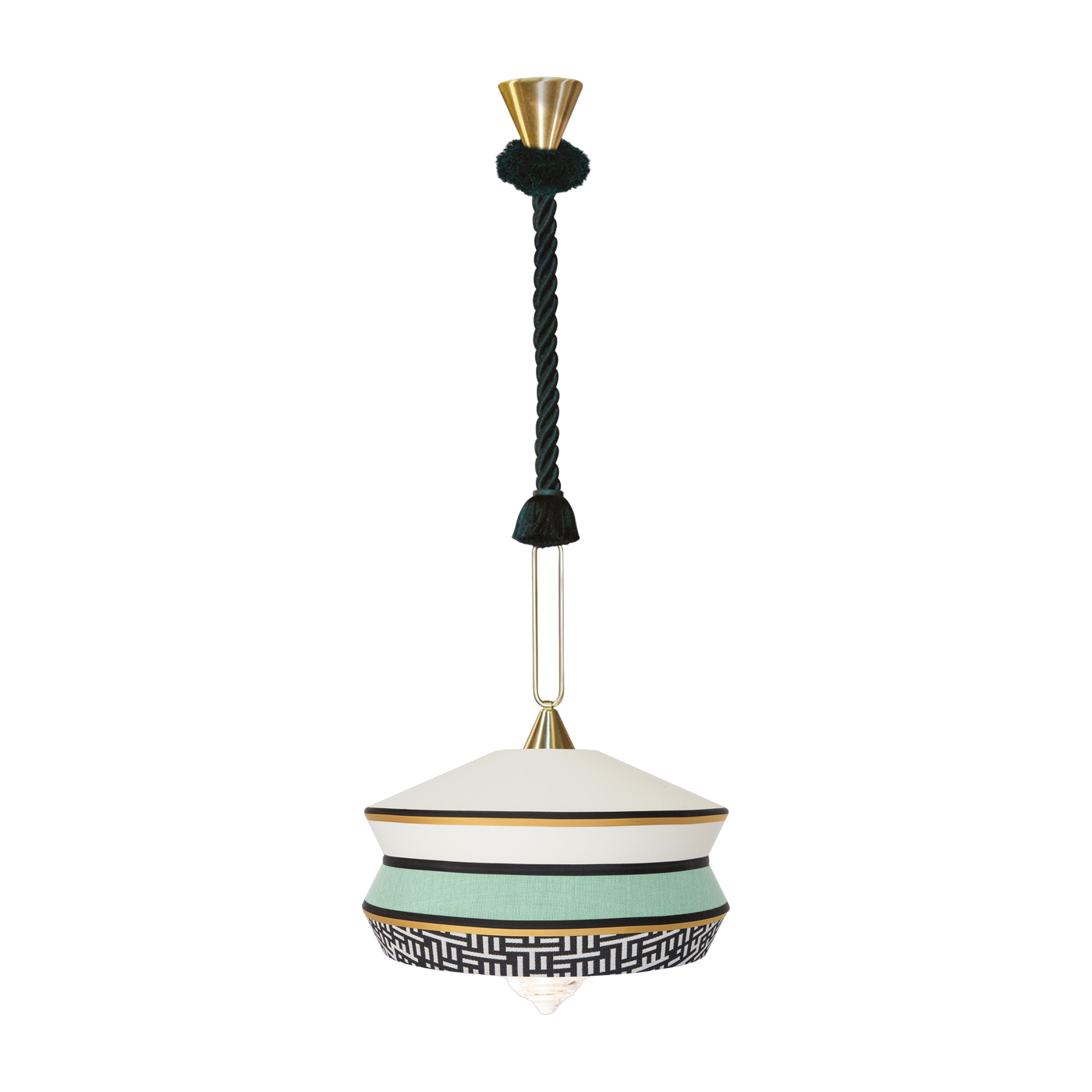 Lámpara colgante de tela menta 36 cm Antigua Calypso - Contardi