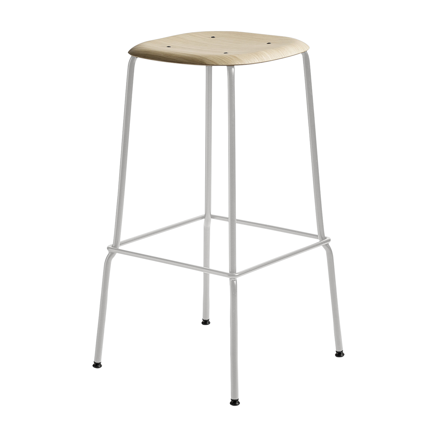 Taburete de roble gris suave y acero 75 cm Soft edge 80 - Hay