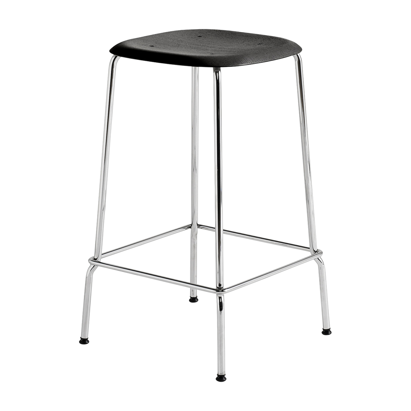 Taburete de roble negro y acero cromado 65 cm Soft edge 80 - Hay