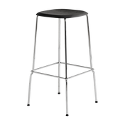 Tabouret en chêne noir et acier chromé 75 cm Soft edge 80 - Hay