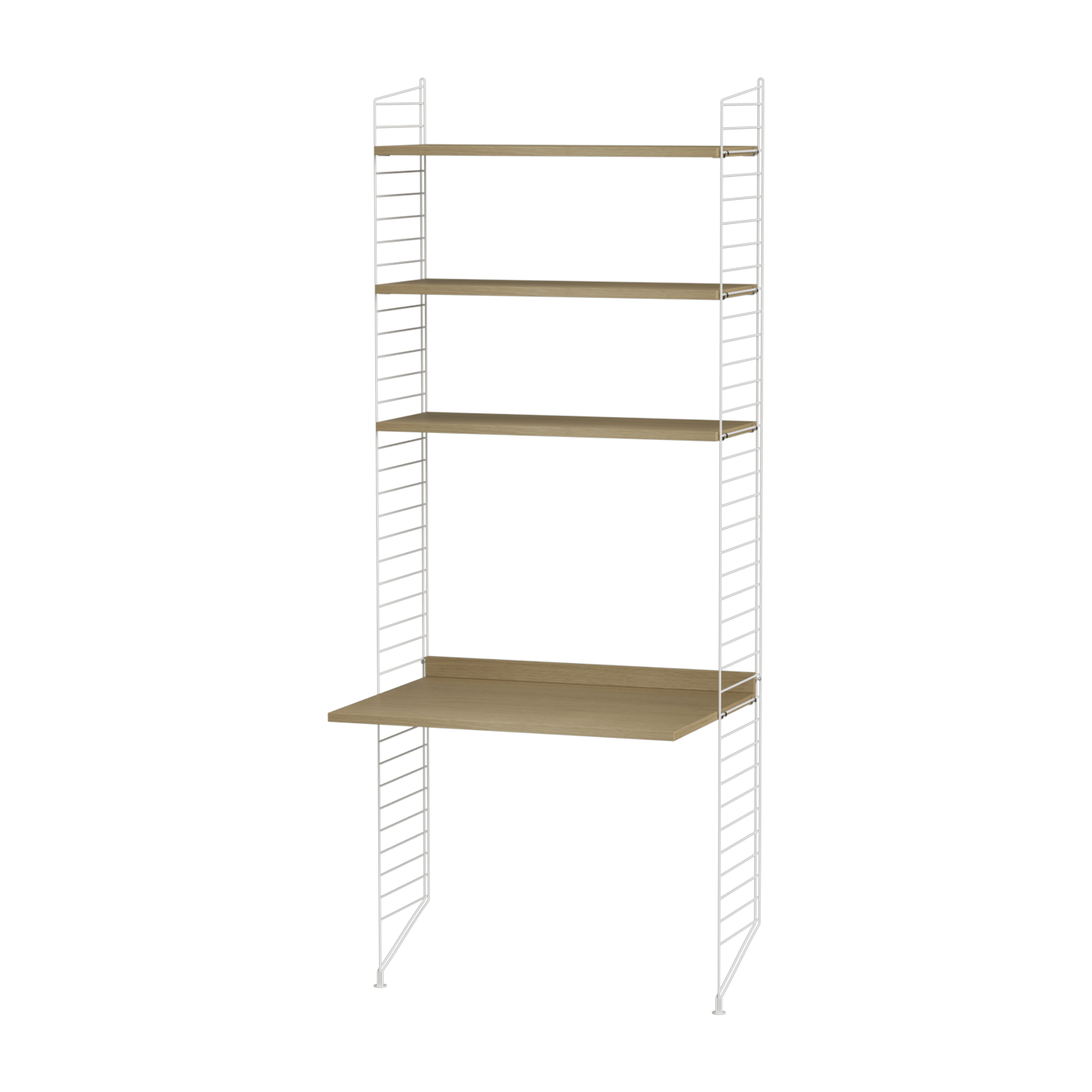 Bureau modulable en chêne et acier blanc 80 x 200 x 58 cm Combinaison A - String furniture