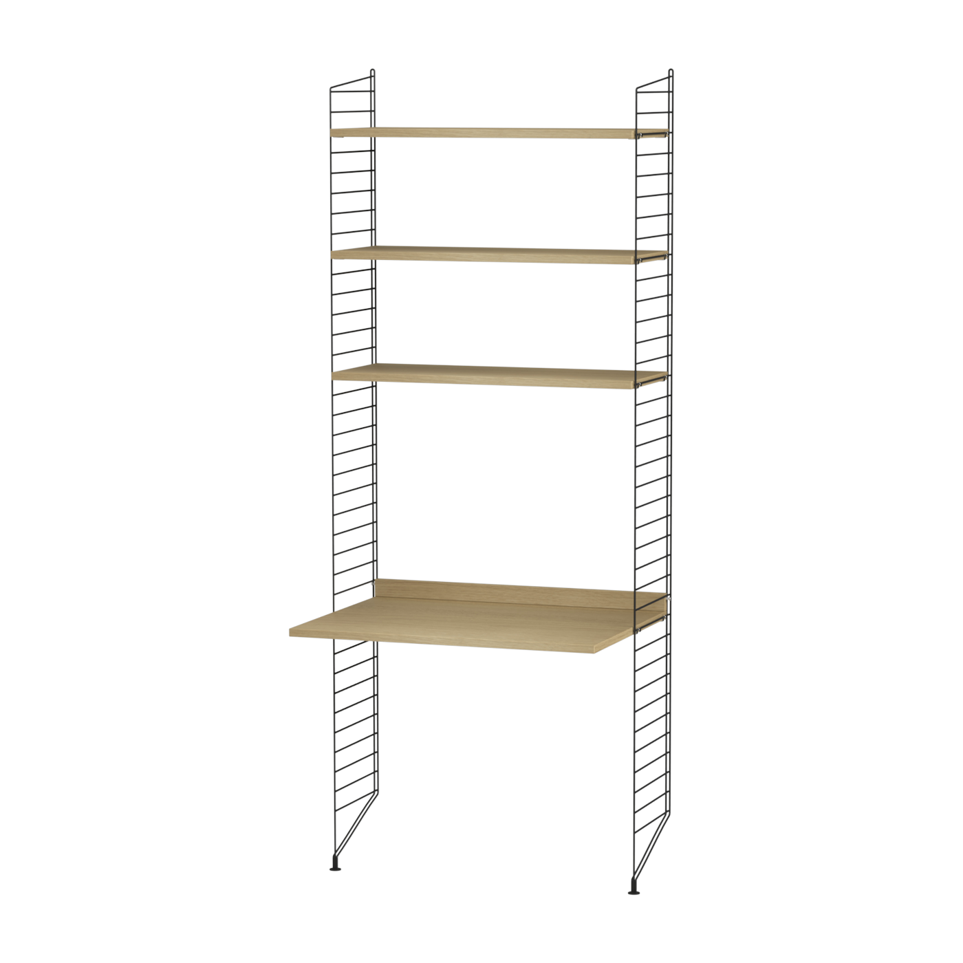 Bureau modulable en chêne et acier noir 80 x 200 x 58 cm Combinaison A - String furniture