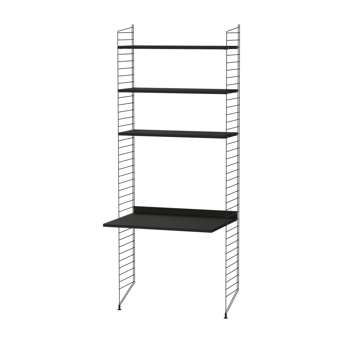Bureau modulare in frassino e acciaio nero 80 x 200 x 58 cm Combinazione A - String furniture