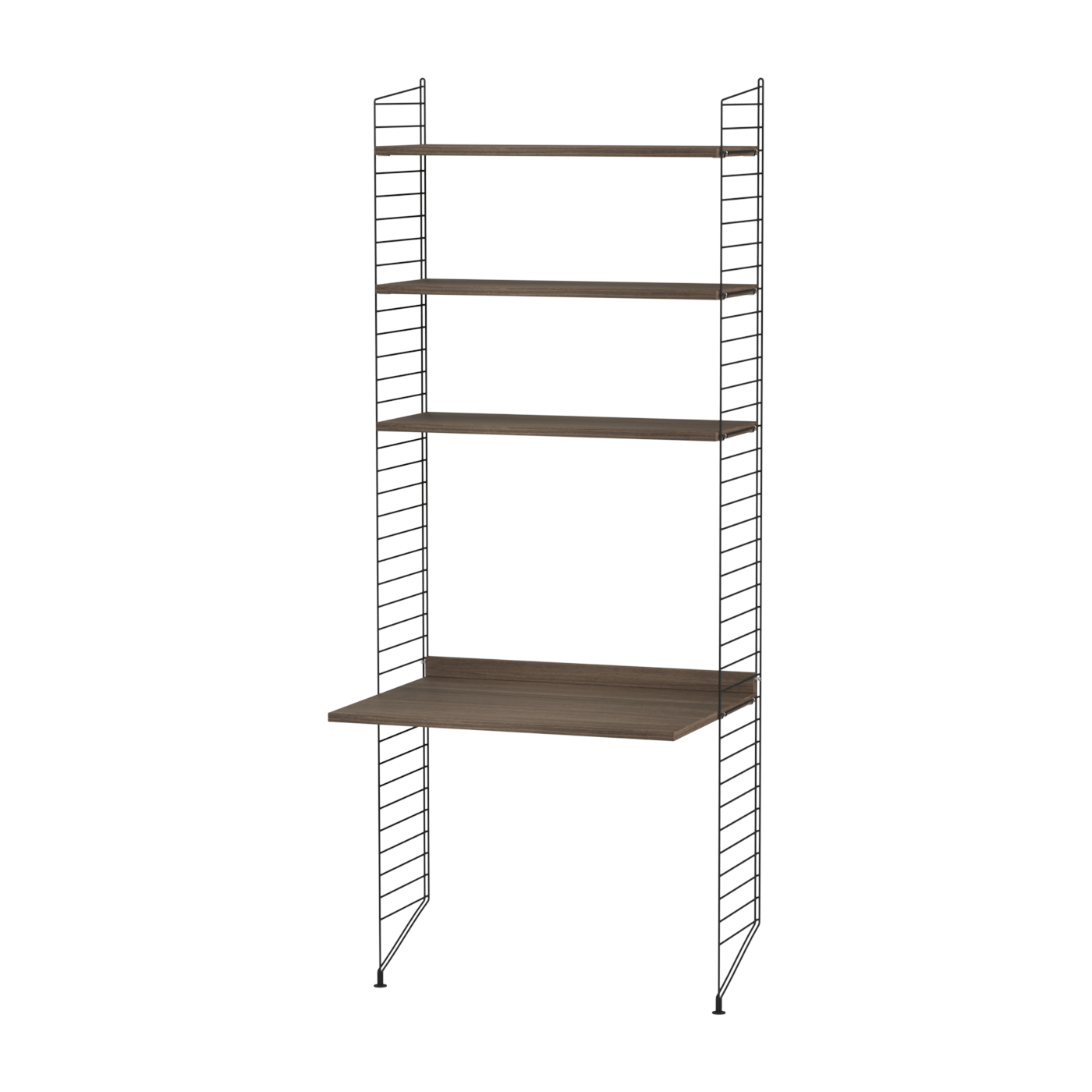Bureau modulable en noyer et acier noir 80 x 200 x 58 cm Combinaison A - String furniture
