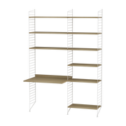 Bureau modular in Eiche und Stahl weiß 140 x 200 x 58 cm Kombination B -. String furniture