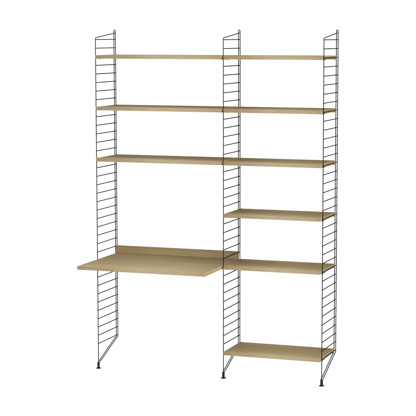 Bureau modulare in rovere e acciaio nero 140 x 200 x 58 cm Combinazione B - String furniture