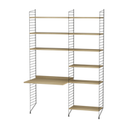 Bureau modulare in rovere e acciaio nero 140 x 200 x 58 cm Combinazione B - String furniture