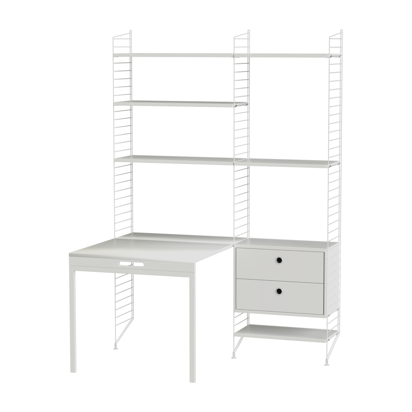 Bureau modulare bianco 140 x 200 x 96 cm Combinazione E - String furniture