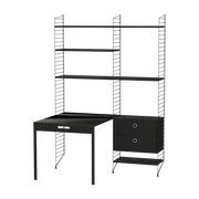 Bureau modulable frêne et acier noir 140 x 200 x 96 cm Combinaison E - String furniture
