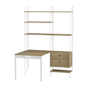 Bureau modulable chêne et acier blanc 140 x 200 x 96 cm Combinaison E - String furniture