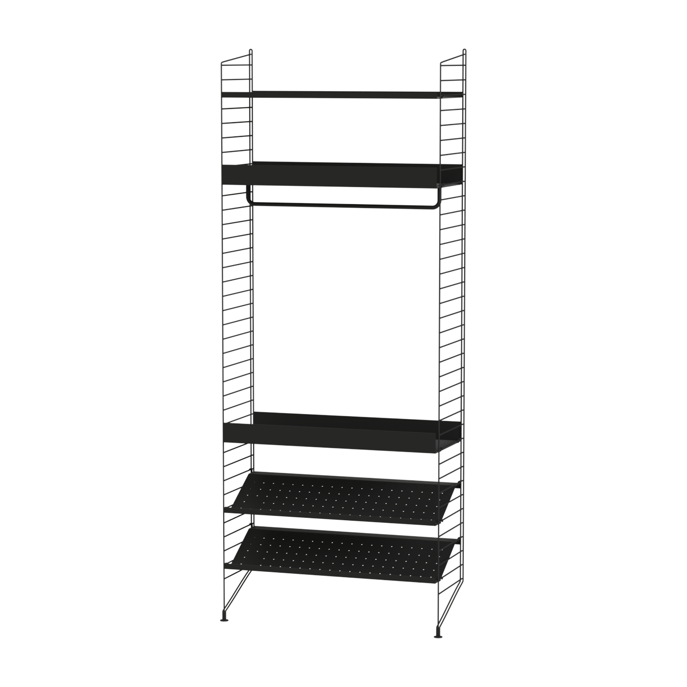 Scaffale modulare in acciaio nero 80 x 200 x 30 cm Combinazione D - String furniture