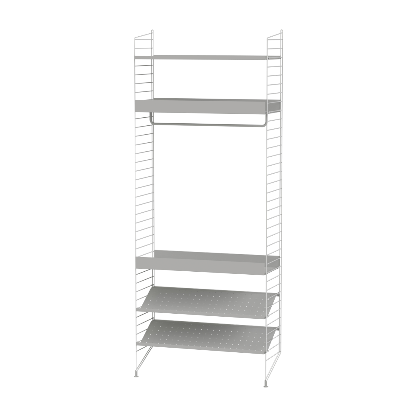 رف معياري من الفولاذ الرمادي 80 × 200 × 30 سم - المجموعة D - String furniture