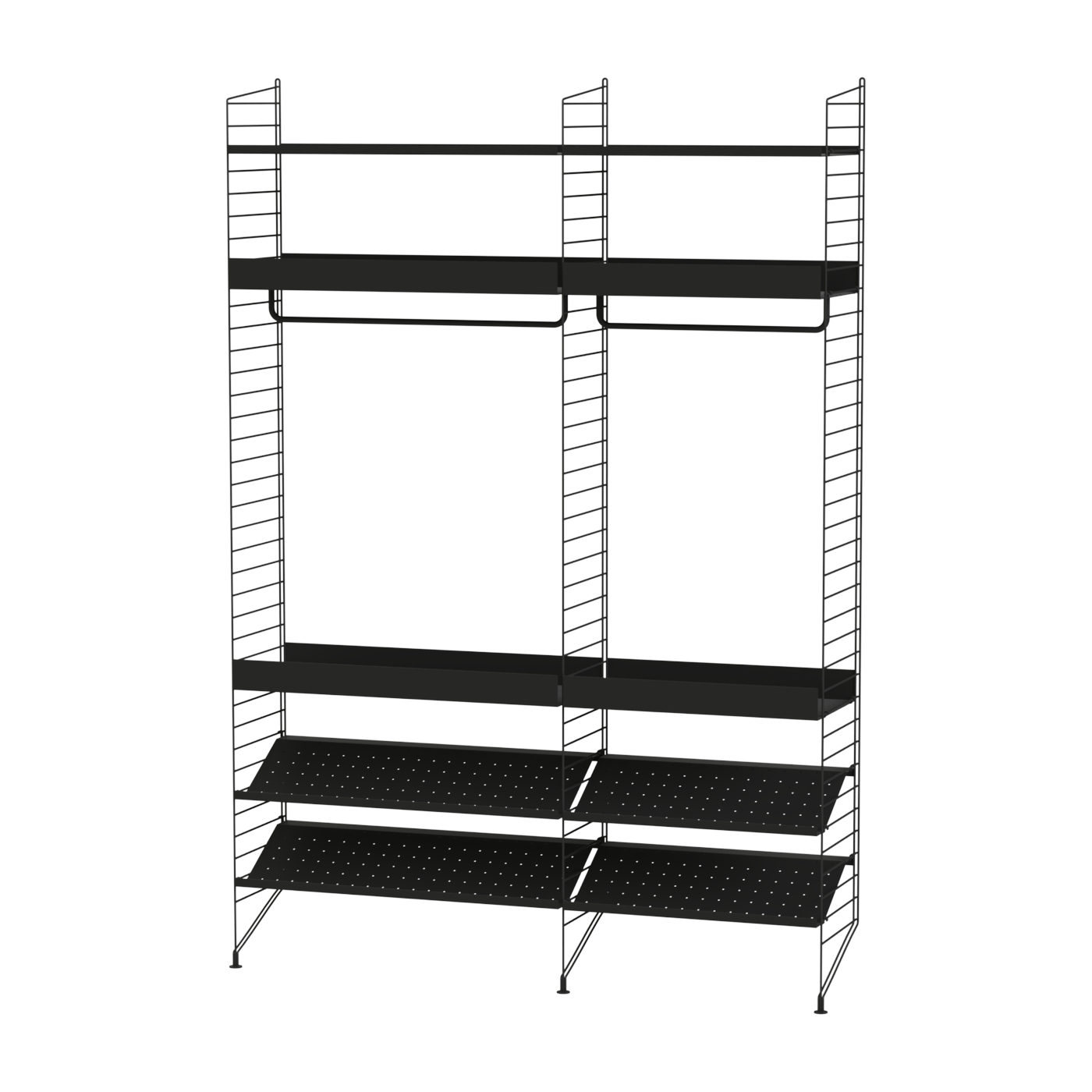 رف معياري من الفولاذ الأسود 140 × 200 × 30 سم - المجموعة C - String furniture
