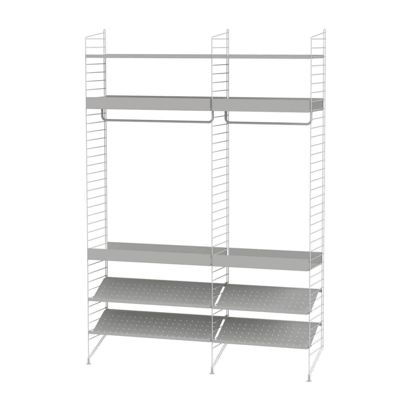 رف معياري من الفولاذ الرمادي 140 × 200 × 30 سم - المجموعة C - String furniture