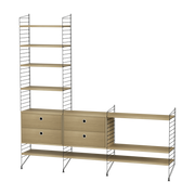 Scaffale modulare in quercia e acciaio nero 200 x 200 x 30 cm Combinazione J - String furniture