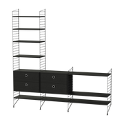 Scaffale modulare in frassino e acciaio nero 200 x 200 x 30 cm Combinazione J - String furniture