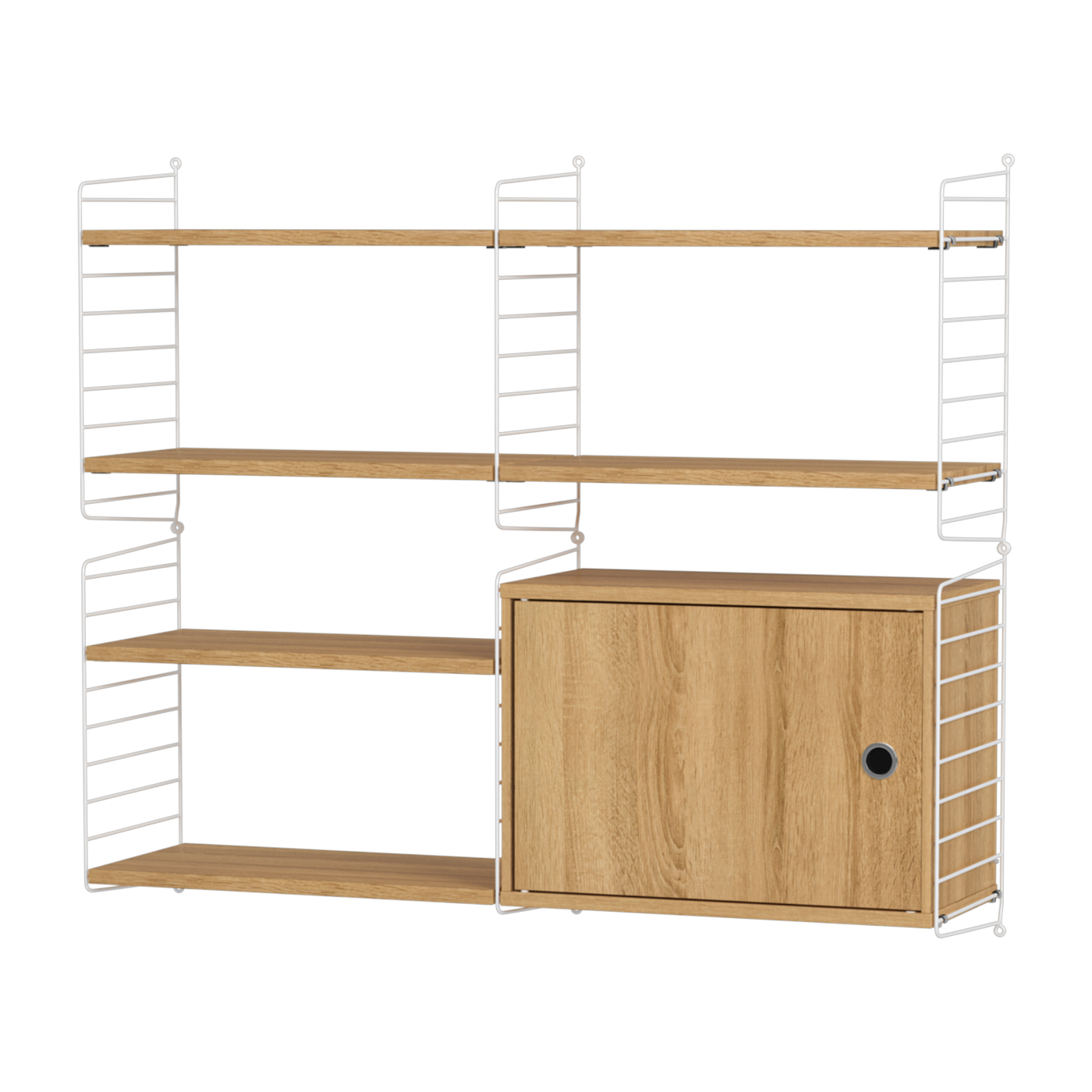 رف جداري قابل للتعديل من خشب البلوط والفولاذ الأبيض 120 × 100 × 30 سم Combinaison R - String furniture