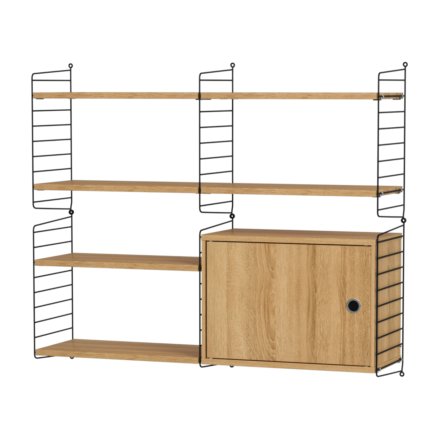 رف جداري معياري من البلوط والفولاذ الأسود 120 × 100 × 30 سم Combinaison R - String furniture