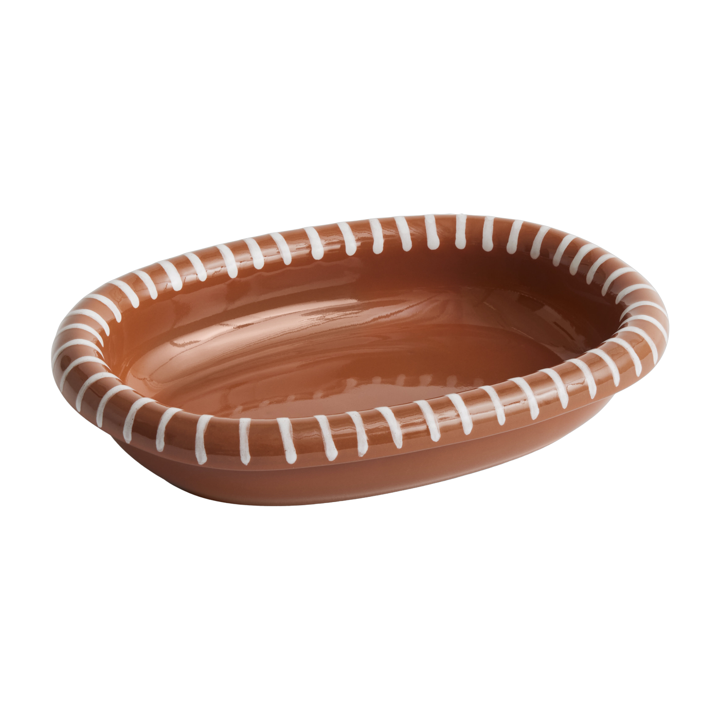 Plat ovale en terre cuite avec rayures 27,5 cm Barro - Hay
